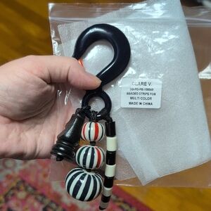 Clare V. Navy and White Beaded Bag Charm